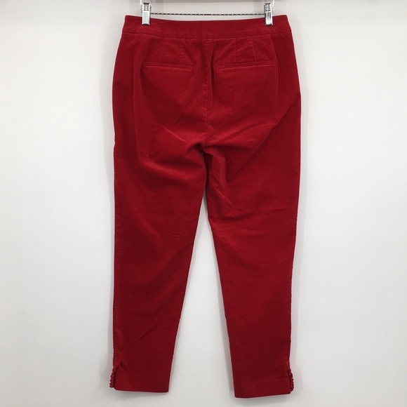 RSVP By Talbots Pants Womens 4 Red Velvet Cotton Skinny‎ Leg Ruffle - Picture 6 of 13